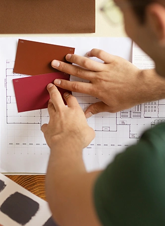 Infographic showing Arcdeco’s interior design workflow and sustainable design methodology in Chennai.